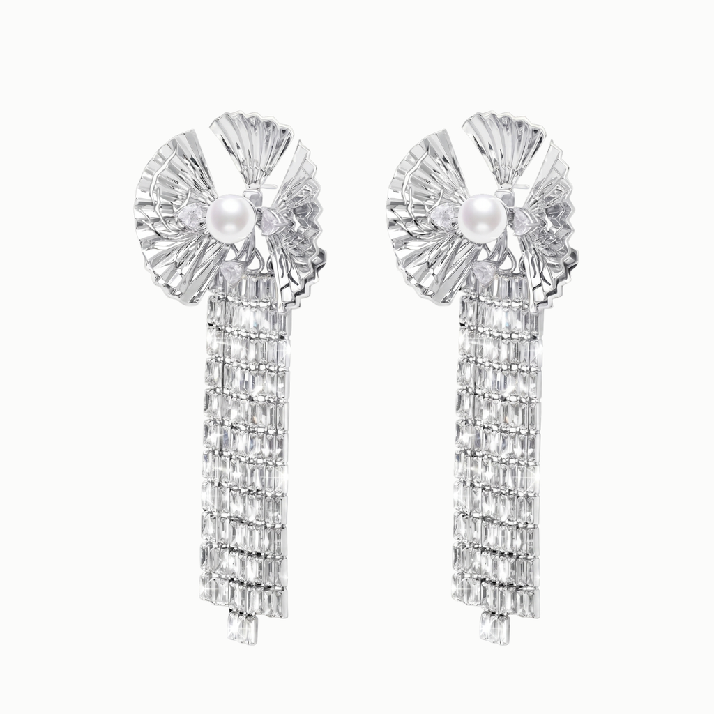 Moth Orchid Gem Tassel Drop Earrings / The Orchid