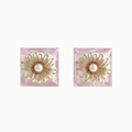 Chinese Chrysanthemum Pink Crystal Earrings / SANYU