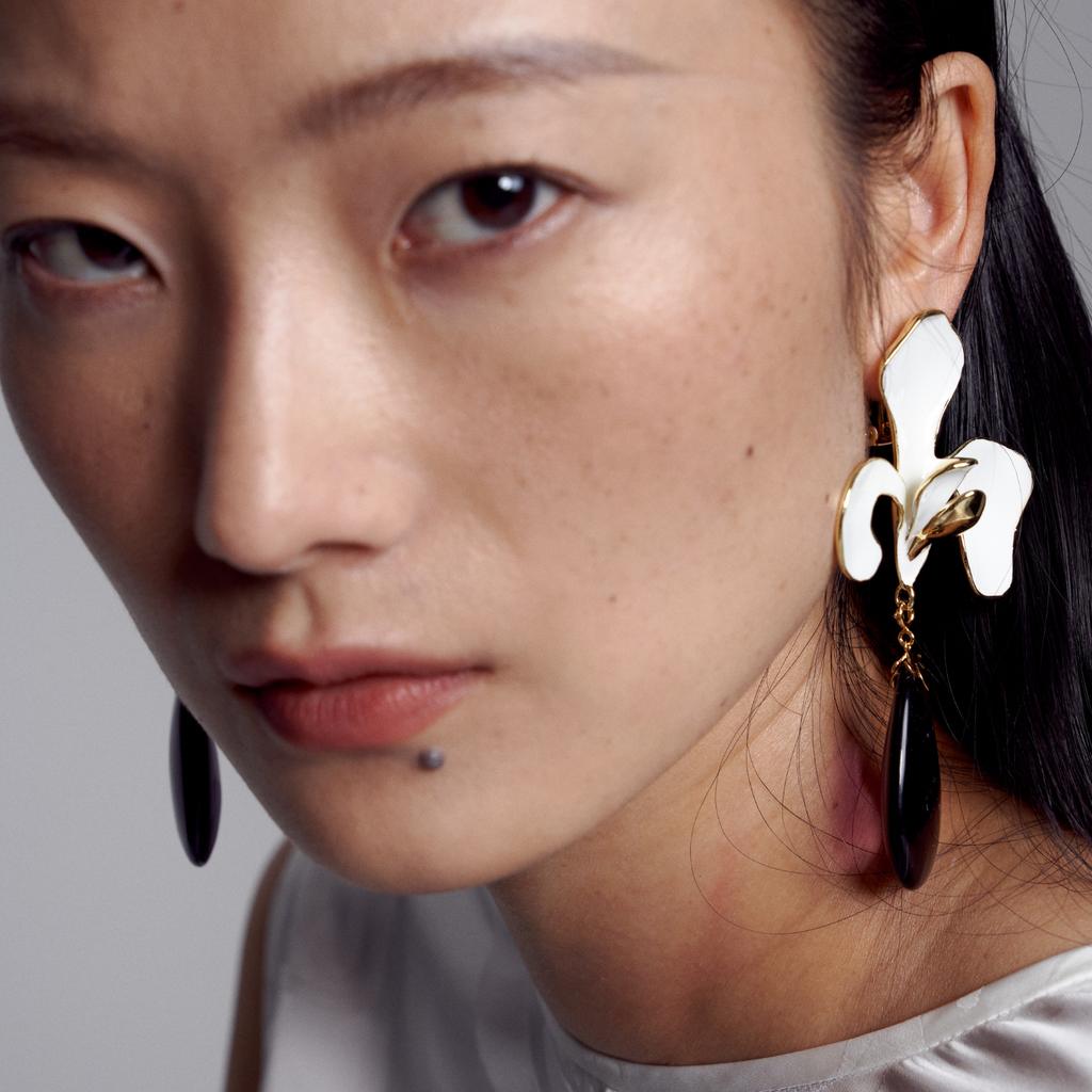 Iris Earrings with glaze pendent