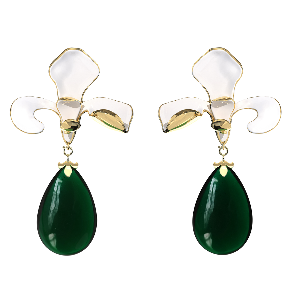 Iris Earrings with glaze pendent