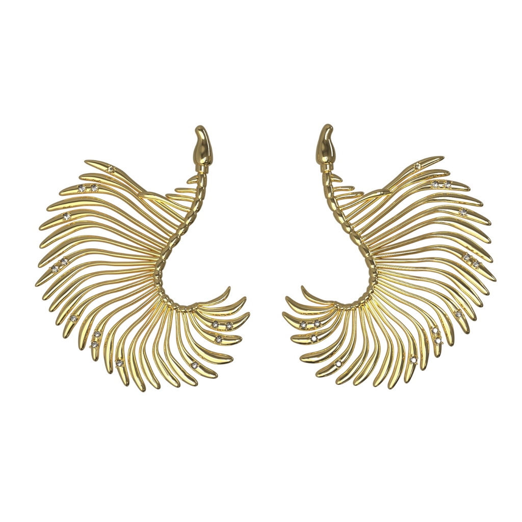Mini Feather-shaped Antenna Earrings / EXOSKELETON