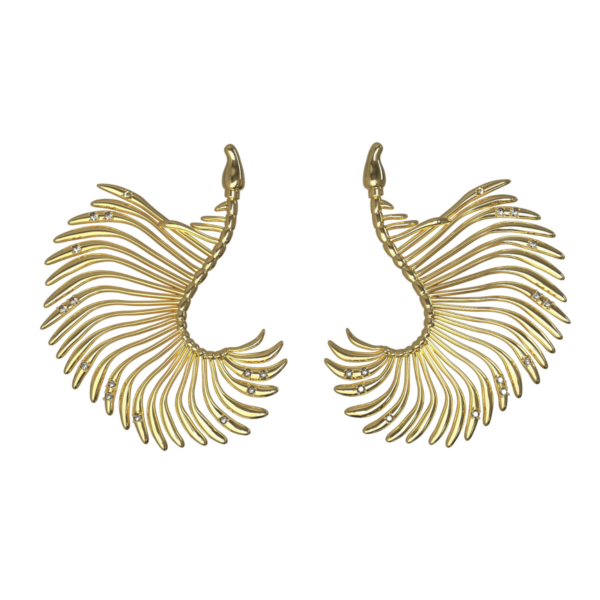 Mini Feather-shaped Antenna Earrings / EXOSKELETON