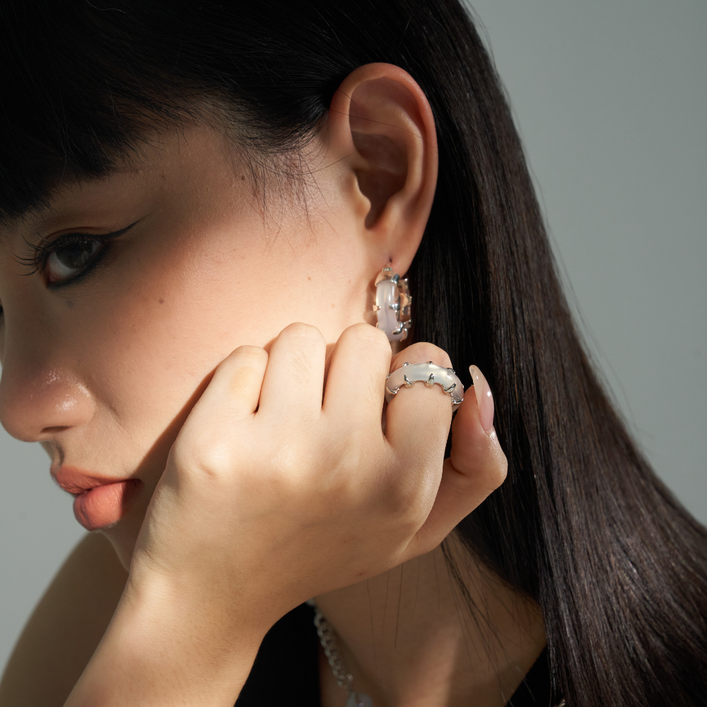 Red/Green/White Dragon jade earrings / THE NEW JADE