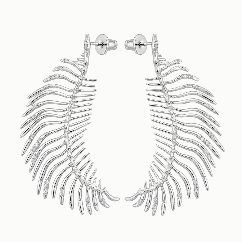 Large Feather-shaped Antenna Earrings / EXOSKELETON