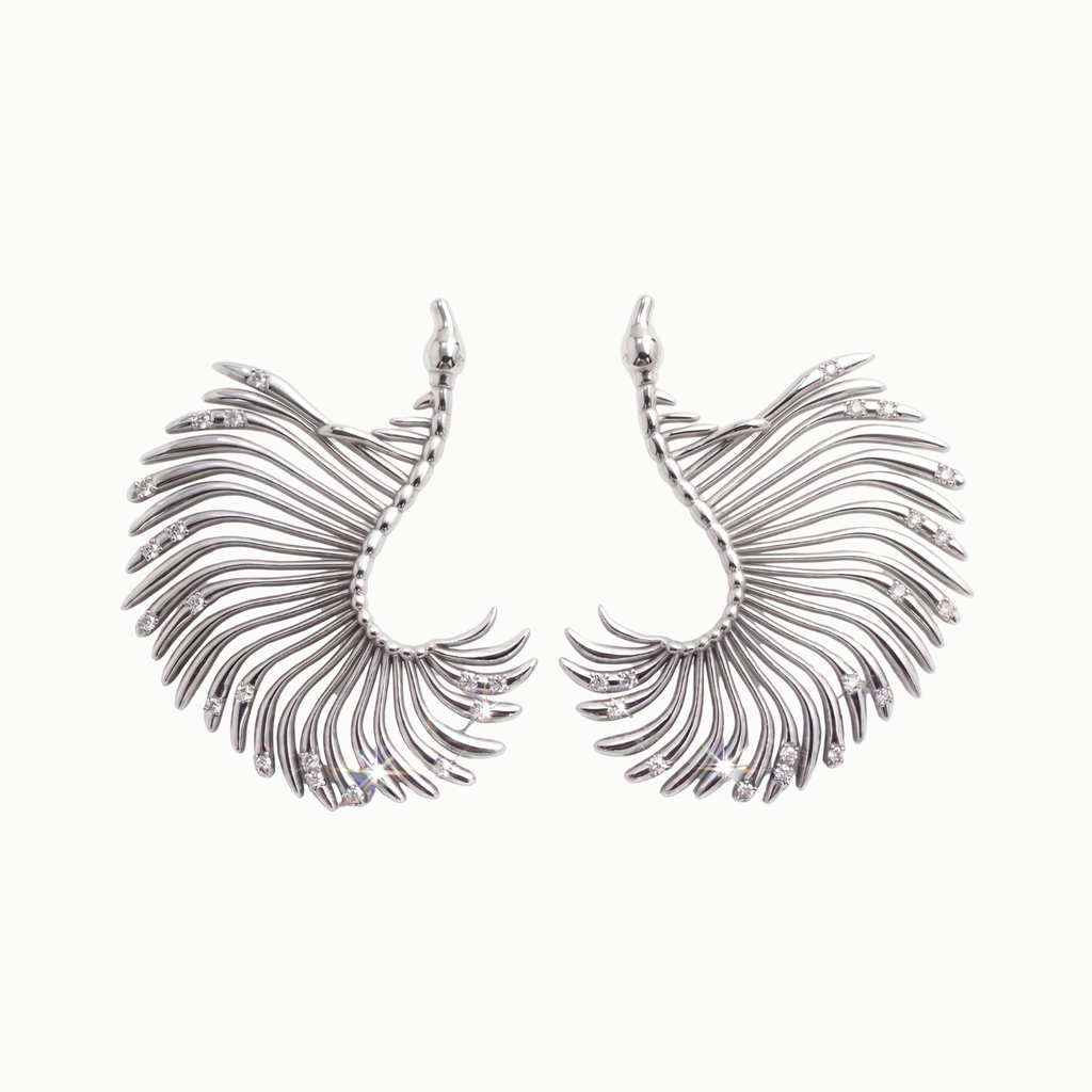 Mini Feather-shaped Antenna Earrings / EXOSKELETON