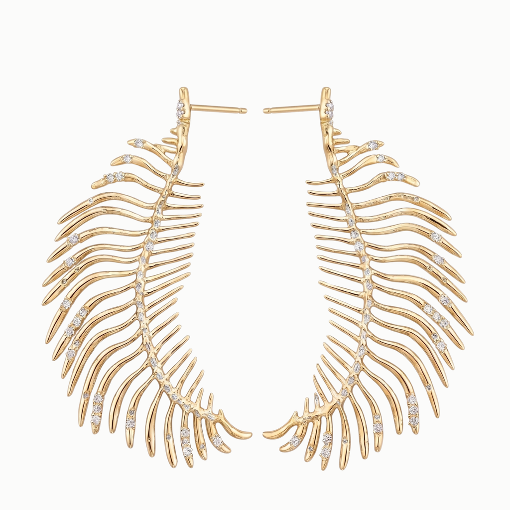 Large Feather-shaped Antenna Earrings / EXOSKELETON