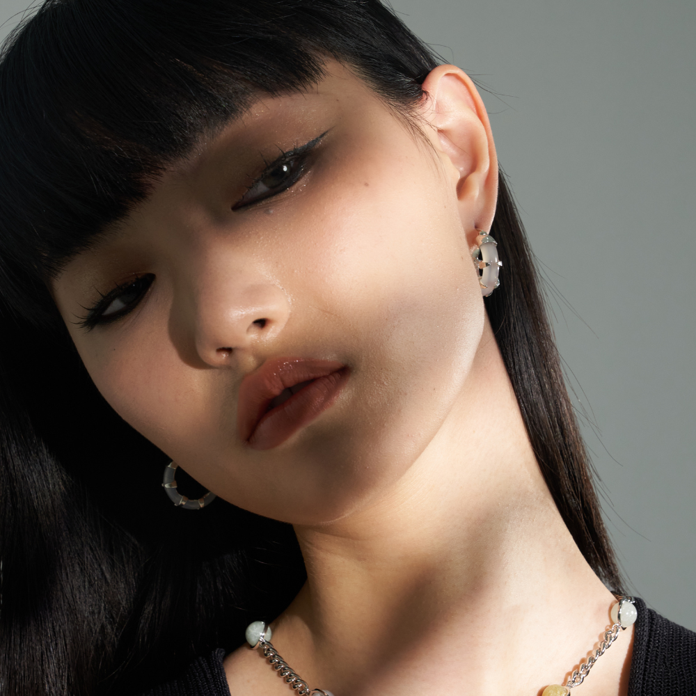 Red/Green/White Dragon jade earrings / THE NEW JADE