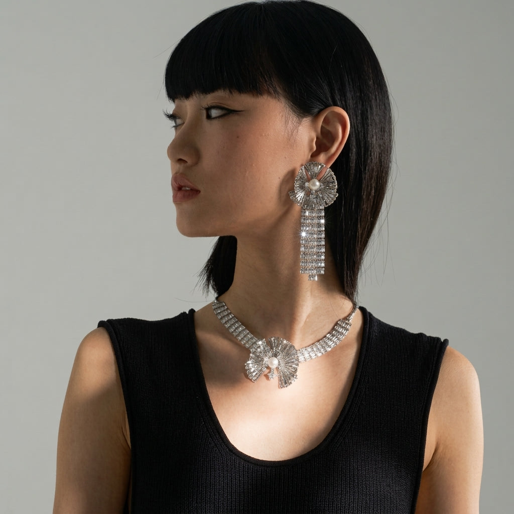 Moth Orchid Gem Tassel Drop Earrings / The Orchid