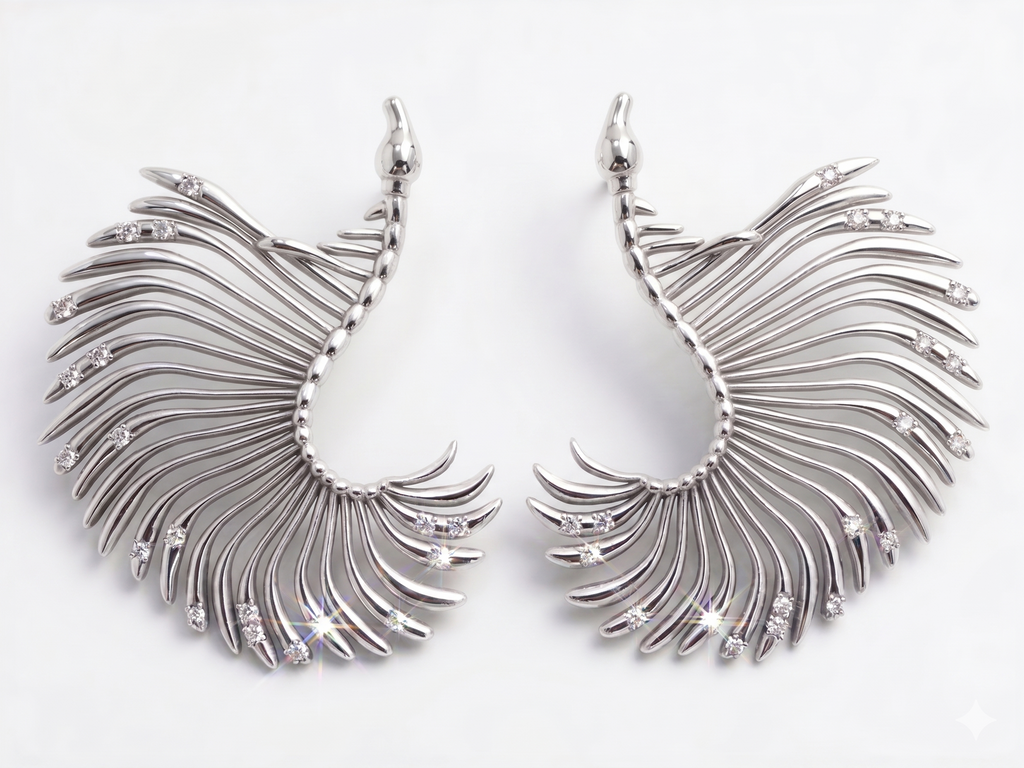 Exoskeleton Mini Feather-shaped Antenna Earrings