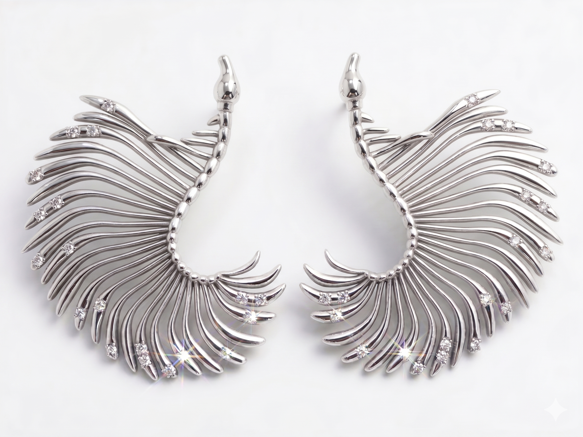 Exoskeleton Mini Feather-shaped Antenna Earrings