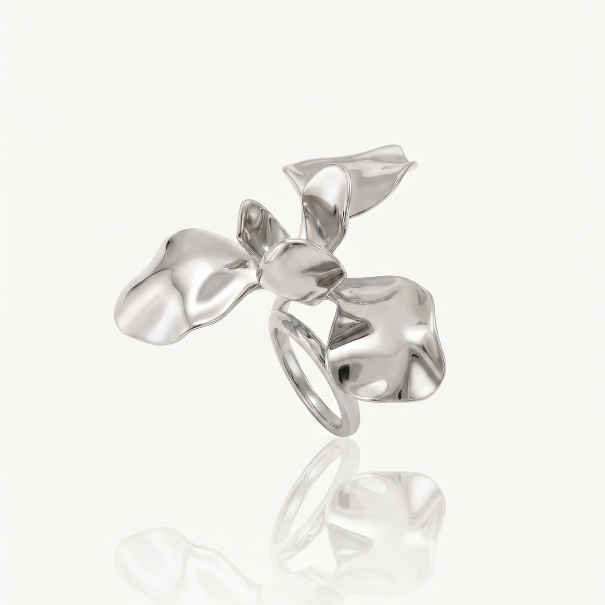 Iris flower （white enamel） ring / open size / IRIS