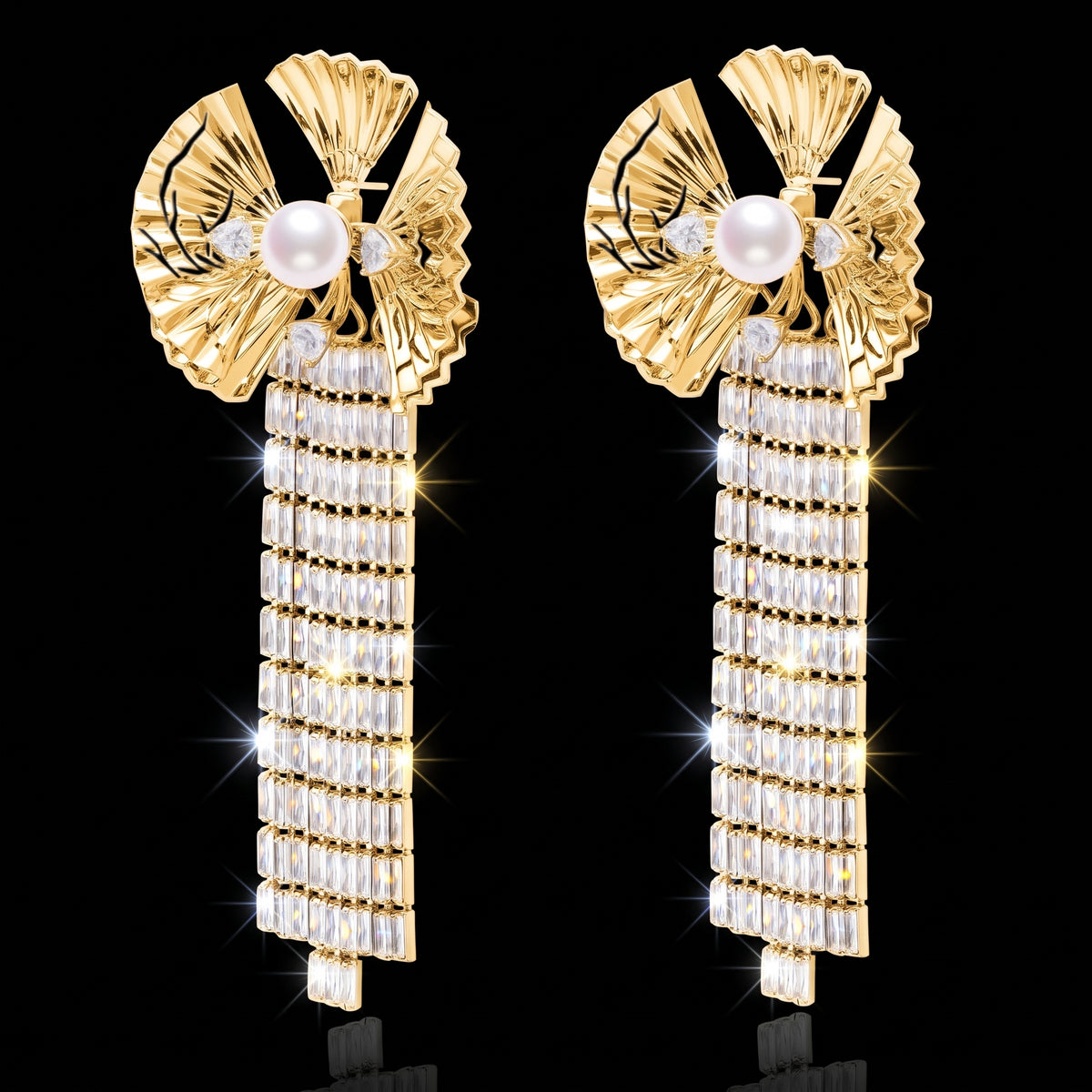Moth Orchid Gem Tassel Drop Earrings / The Orchid