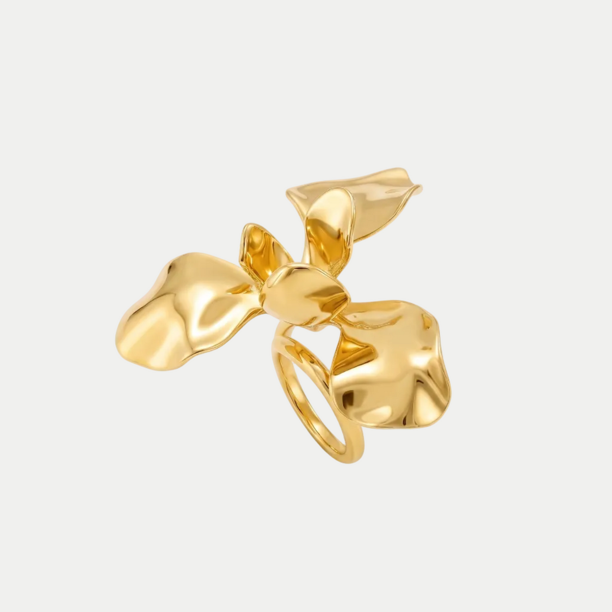 Iris flower （white enamel） ring / open size / IRIS