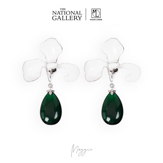 Iris earrings with glaze pedent