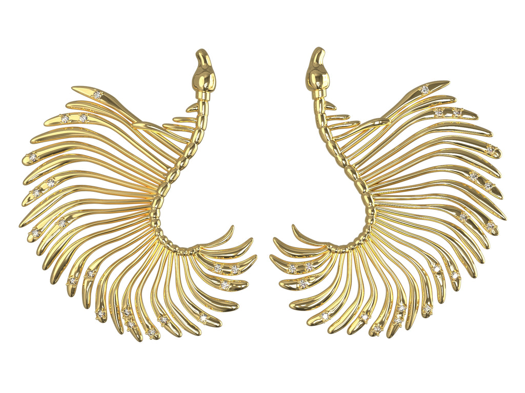 Exoskeleton Mini Feather-shaped Antenna Earrings