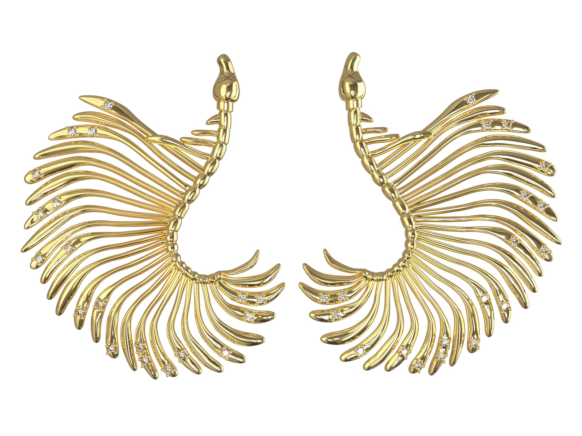 Exoskeleton Mini Feather-shaped Antenna Earrings